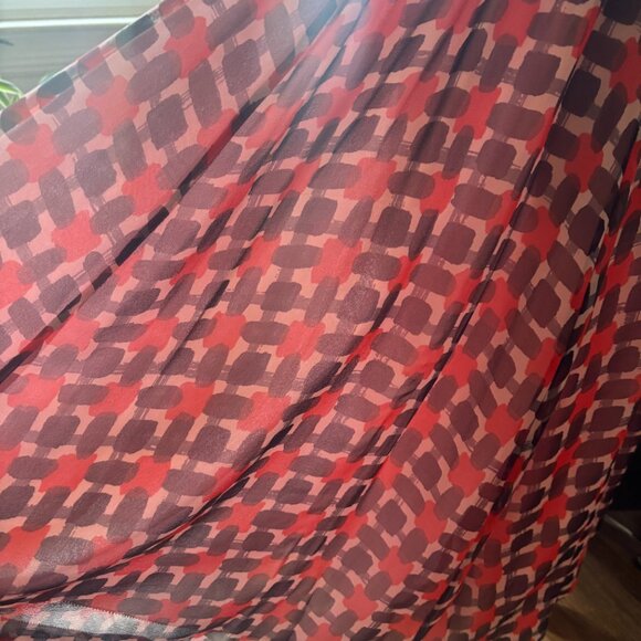 Kate Spade Sheer Silk Dress Black Red Pink block pattern - Picture 9 of 14